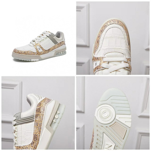 Chaussures de sport décontractées pour hommes 100% cuir de crocodile Antidérapant Semelle à coussin d'air Lacets Bout rond Tendance de la mode Toutes saisons - Product Image 6
