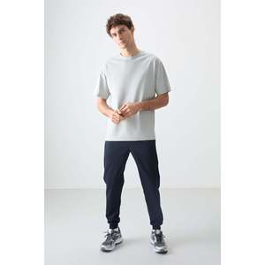 T-shirt basique pour homme en coton 100% Stone, épais, doux, texturé, coupe ample - 88353 - Stone - Product Image 2
