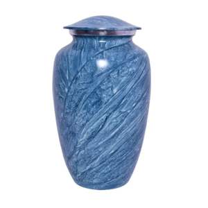 Urna de cremación de aluminio pintada en color azul para cenizas de adultos humanos, cenizas de cremación conmemorativas, suministros funerarios - Product Image 1