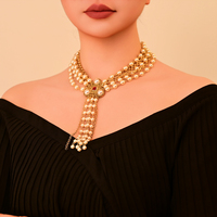 Collier pendentif vintage rétro à pompons, chaîne imitation perles, en cuivre, pour femme, bijoux et accessoires de fête