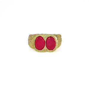 Anillos de Plata de Ley 925 Chapados en Oro de 18K con Piedra Preciosa de Calcedonia Rosa Natural con Corte Ovalado Doble Facetado en Engaste de Bisel, Gran Oferta 2025 - Product Image 1