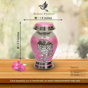 Urne de crémation rose rose Urne souvenir pour cendres humaines Urne rose artisanale pour cendres avec boîte et sacs de qualité supérieure - Product Image 4