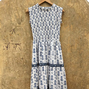 Robe maxi imprimée à la main, robe en coton imprimée à la main, robe tissée ajustable pour femmes, cadeau pour elle - Product Image 1