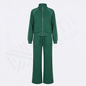 Ensemble de survêtement 2 pièces pour femmes, mode, fermeture éclair, manches longues, sweat-shirts, haut court, pantalon baggy, jogging, col montant, vêtements de sport athlétiques - Product Image 1