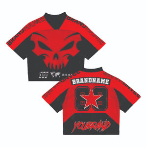 2025 nueva llegada Boxy Fit camiseta de fútbol para hombre de gran tamaño estilo hombro caído cuello en V OEM Streetwear logotipo personalizado transpirable - Product Image 1