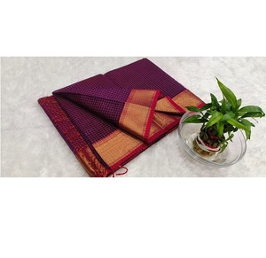 Sari élégant en soie et coton à carreaux Maheshwari, tissé à la main, sari traditionnel indien pour femmes - Product Image 6