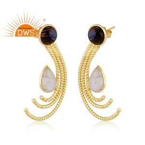 Best Selling Sterling Silver Natural Rainbow <b>Moonstone</b> And Labradorite Gemstone Dangle <b>Earring</b> Jewelry For Women Gift For Her - Product Image 2