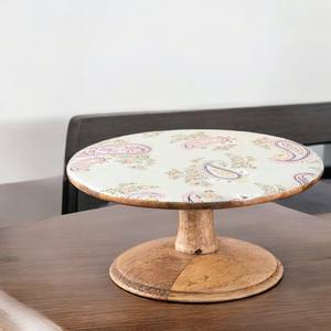 Support à gâteau rond en bois haut de gamme émail vert fini utilisé pour la décoration de table d'événement utilisation de service de gâteau et de pâtisserie - Product Image 6