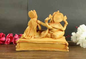 Statue en résine Riddhi Siddhi Ganesh, design Art Déco, faite à la main pour la décoration de la maison et des temples, meilleur cadeau de retour, spécial Diwali - Product Image 6