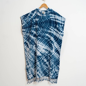 เสื้อคลุมเปลี่ยนเสื้อผ้าแบบมีฮู้ดสำหรับผู้ใหญ่ Shibori ลายย้อมสีคราม 100% ผ้าฝ้าย - Product Image 3