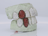 Grillz dentaire personnalisé Hip Hop Iced en argent sterling 925, serti à la main de 8 diamants VVS rouges, certifié IGI, style Vampire