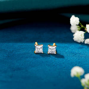 Pendientes Cuadrados de Turquesa Corte Esmeralda y Diamantes en Oro Blanco para Mujer - Product Image 1