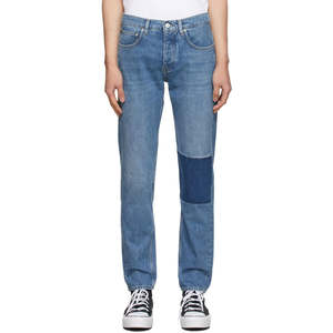 Pantalons en jean pour hommes, streetwear personnalisé à bas prix, broderie solide, coton de haute qualité, lavage léger, ample, grande taille - Product Image 6
