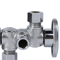 Laiton sans plomb 1/4 tour double sortie vanne d'angle 1/2 "sueur 3/8" OD 3/8 "OD sueur Compression plomberie raccord