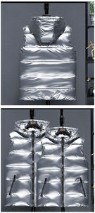 Chaleco Acolchado Personalizado con Logotipo para Hombre, Ligero, Sin Mangas, Abrigo Cálido de Invierno, Sudadera con Capucha, Chaqueta Acolchada Brillante - Product Image 5