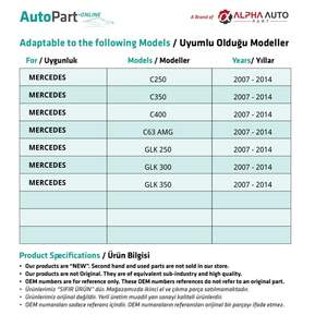 Clase GLK de Mercedes. Manija de Apertura de Puerta Interior para Clase C W204, Revestimiento de Cromo Mate, Derecha-Izquierda-Juego - Product Image 2