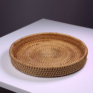 Venta al por mayor de bandejas redondas de bambú de Vietnam, precio de fábrica, bandeja de servicio ecológica hecha a mano con acabado de ratán para el hogar-SR2020 - Product Image 5