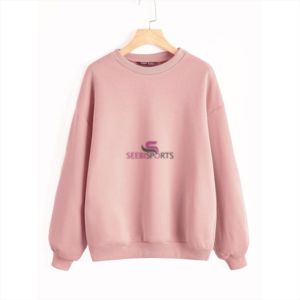 Sweat-shirt oversize pour femme, col rond, couleur unie, épaules tombantes, manches longues, 100% coton, respirant, vêtements d'automne - Product Image 1