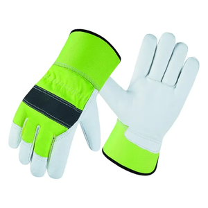 Guantes económicos baratos de cuero para aparejo Guantes de protección de manos de seguridad para jardinería con división de vaca Función de alimentos Protección de Trabajo gratis - Product Image 6