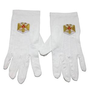 Gants maçonniques en coton blanc brodé à la main PM Symbole franc-maçon passé maître - Product Image 2