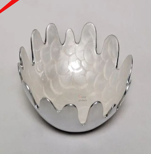 Vaisselle de restaurant, bol à nourriture en métal, fait main, décoratif, argenté, poli, bol à dessert pour la cuisine, pour hôtels et bars - Product Image 1