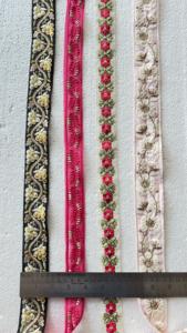 Cintas y cordones de organza de algodón 100% hechos a medida, vestidos de novia bordados a máquina en varios diseños, colores, diferentes anchos - Product Image 4