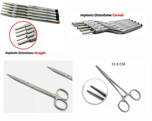 Kit de tissus pour implants dentaires chirurgicaux, ostéotome Castroviejo, marteau, ciseaux, manche de scalpel Molt, ciseaux Goldman par SurgiRight - Product Image 5