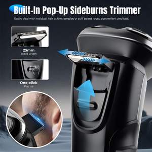 Afeitadora Eléctrica Recargable, Uso en Seco y Húmedo, Impermeable IPX7, Recortadora con Cabezal Flexible Rotatorio, Afeitadora Facial Inalámbrica, Lavable - Product Image 4