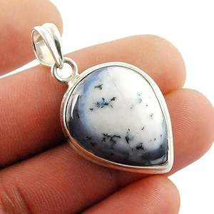 Colgante de mujer, piedra preciosa de ópalo dendrítico Natural, piedra natal genuina, colgante bohemio, joyería hecha a mano, colgante de plata de ley 925 - Product Image 1