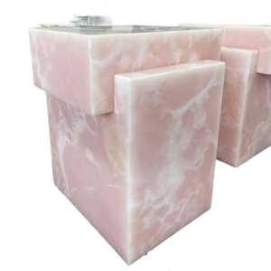 โต๊ะลูกบาศก์โอนิกซ์สีชมพูโต๊ะลูกบาศก์หินโอนิกซ์โต๊ะกาแฟโอนิกซ์ - Product Image 5