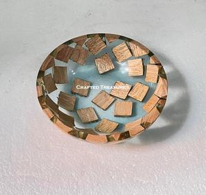 Cuenco de madera decorado con resina de nuevo diseño de alta calidad, un artículo de cocina hermoso y funcional para servir alimentos - Product Image 1