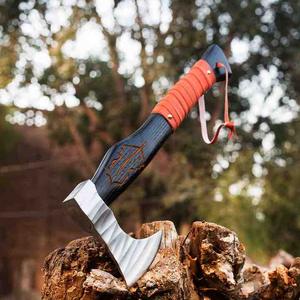 หัวขวานเหล็กดามัสกัสสำหรับตัดด้ามจับสีดำทำจากเหล็กกล้าคาร์บอนคุณภาพสูงงานหัตถกรรมเหล็กนานาชาติ - Product Image 1