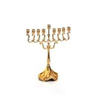 Ménorah religieuse juive en bronze fini, classique, base hexagonale moderne, bras courbé, faite à la main, Pâques, Noël