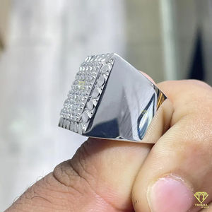 Bague de fiançailles pour homme en diamant rond plaqué or 14 carats, meilleure bague pour homme, cadeau pour lui en argent sterling 925 - Product Image 4