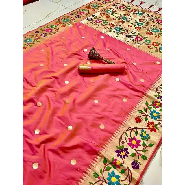 Высококачественное Шелковое Сари и блузка Kanchipuram с плетением Zari индийский экспортер и поставщик