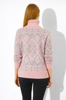Pull en tricot élégant pour femme à motif ethnique, respirant, texture douce, col roulé, chic, vintage