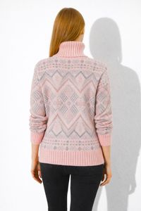 เสื้อสเวตเตอร์ถักลายชาติพันธุ์สำหรับผู้หญิง ดีไซน์หรูหรา เนื้อผ้านุ่ม ระบายอากาศได้ดี คอเต่า สไตล์วินเทจเก๋ไก๋ - Product Image 5