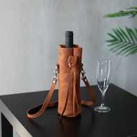Elegante Porta Vino de Cuero Genuino Vintage, Impermeable, Personalizable con Logotipo y Color, para una Sola Botella, Seguro para Viajes
