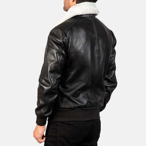 เสื้อแจ็คเก็ตบอมเบอร์ Airin G-1 แบบกลับด้านได้ สีดำขาว หนังแท้ (หนังแกะ/หนังลูกแกะ) สำหรับฤดูหนาว ไซส์ XS หนังแท้ PU ODM - Product Image 5