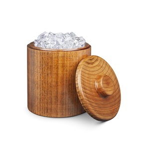 Cubo de Hielo de Madera y Acero de Estilo Único con Tapa de Madera, Buen Acabado, Doble Pared, para Botellas de Cerveza y Vino, en Venta - Product Image 4