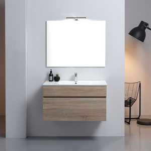 Mobile Bagno Sospeso a Due Pezzi da 90 cm in Rovere Naturale di Shanghai, Elegante Set Bagno Italiano - Product Image 2