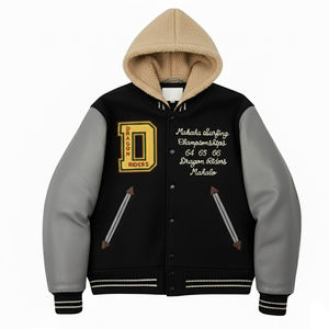 Chaquetas Varsity con Capucha de la Mejor Calidad con su Propio Logotipo, Ropa Urbana Personalizada, Chaqueta Varsity para Hombre con Contraste de Color - Product Image 1