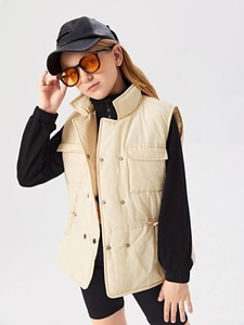 Chaquetas de invierno sin mangas personalizadas para mujer, chaleco acolchado con cremallera, chaleco acolchado grueso para exteriores - Product Image 5