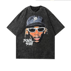 T-shirt en coton de qualité supérieure délavé à l'acide T-shirt surdimensionné rétro délavé minéral T-shirt vintage lourd et décontracté - Product Image 1