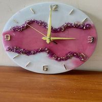 Jam Dinding Gantung Satu Sisi Modern dengan Jarum Penunjuk Waktu, Gerakan Senyap, Resin Buatan Tangan yang Elegan, Warna dan Ukuran Dapat Disesuaikan