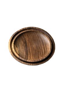 Ensemble de Plats en Bois de Noyer Premium Décoration de Cuisine Rustique de Style Ferme, Plateau de Service Rond en Bois Fait Main & Vaisselle Écologique - Product Image 3