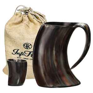 Divit Genuine Viking Drinking Horn Mug | Authentic Medieval Beer Horn Tankard | 24oz Capacity Horn <b>Cup</b>/Stein. (Jarl, Polished) - Product Image 5