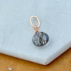 Colgante de Piedra Preciosa Facetada en Forma de Lágrima de Rutilo Negro, Aguja Negra, Piedra Natural, Chapado en Plata, Joyería Artesanal - Product Image 2