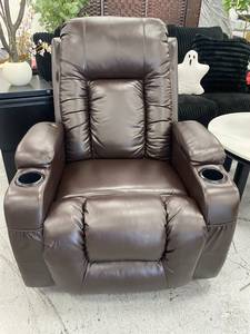 Nous fournissons la meilleure fauteuil inclinable manuelle contemporaine en similicuir avec porte-gobelet et rangement latéral - Product Image 2