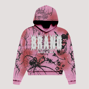 Venta al por mayor 100% algodón cremallera Sudadera con capucha hombres ropa de calle de gran tamaño Rhinestone PuffPrinting sudadera de lana - Product Image 6